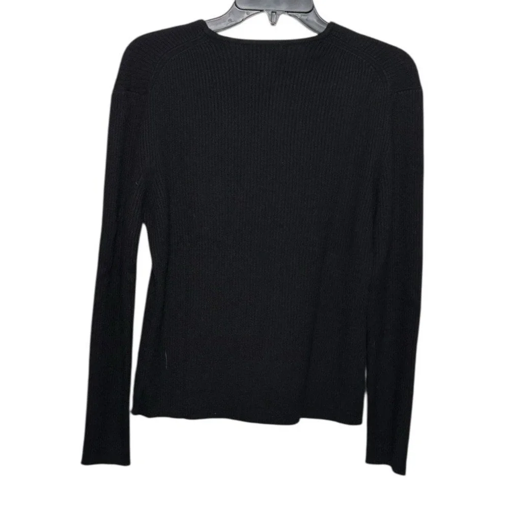 Country Shop 100% Cashmere Black Sweater‎ With Sequin Stripe Size Large